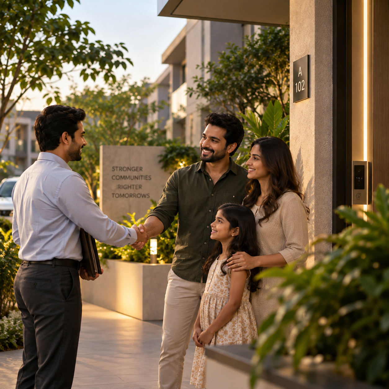Dealer meeting a family at their home